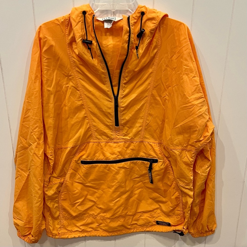 LL Bean Jacket M Anorak Windbreaker Anorak Half Zip Pullover Hooded T446 VTG